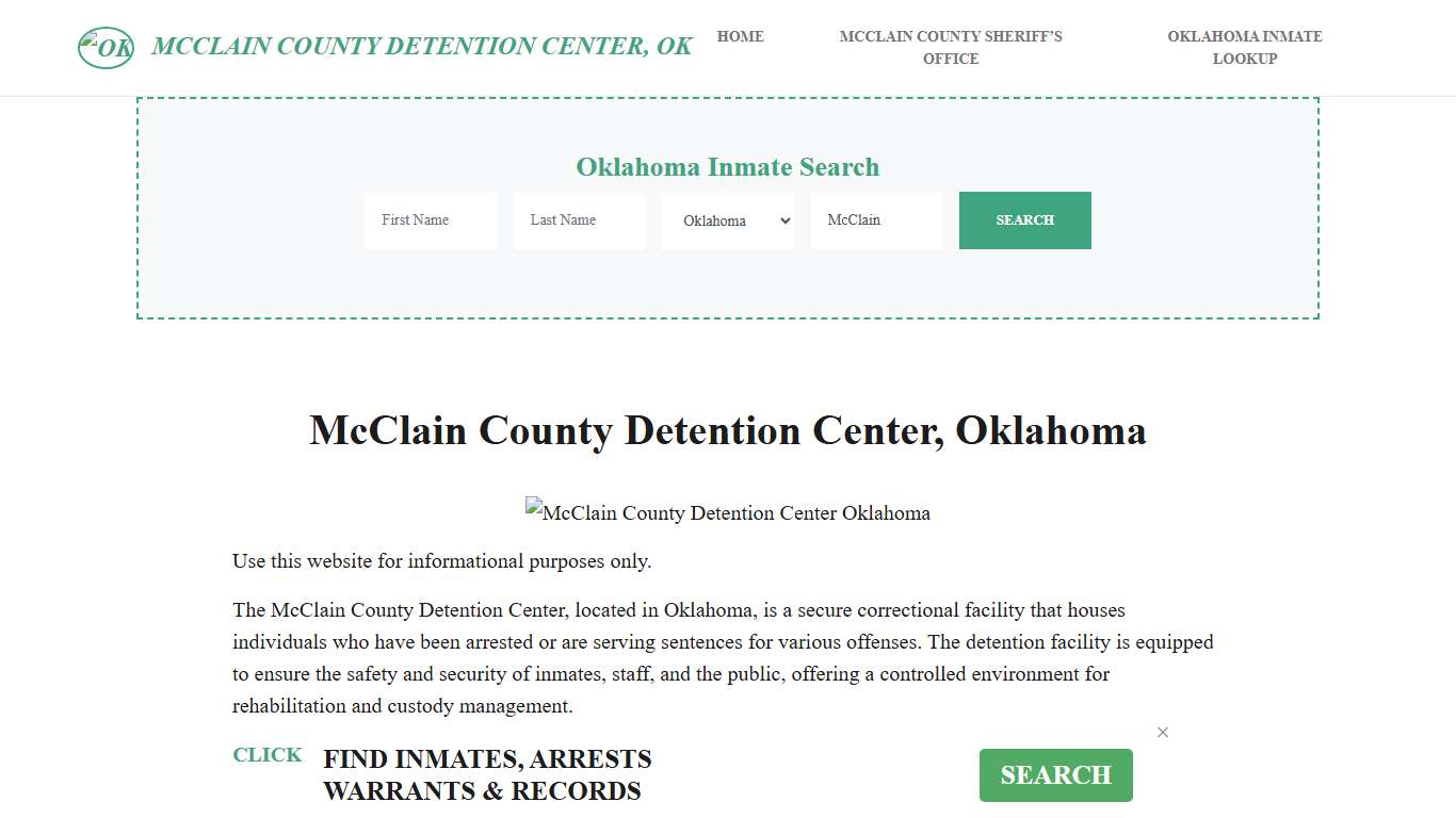McClain County Detention Center, OK Inmate Roster, Offender Search